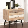Mid Century Industrial 2 Drawer Nightstand Accent Table