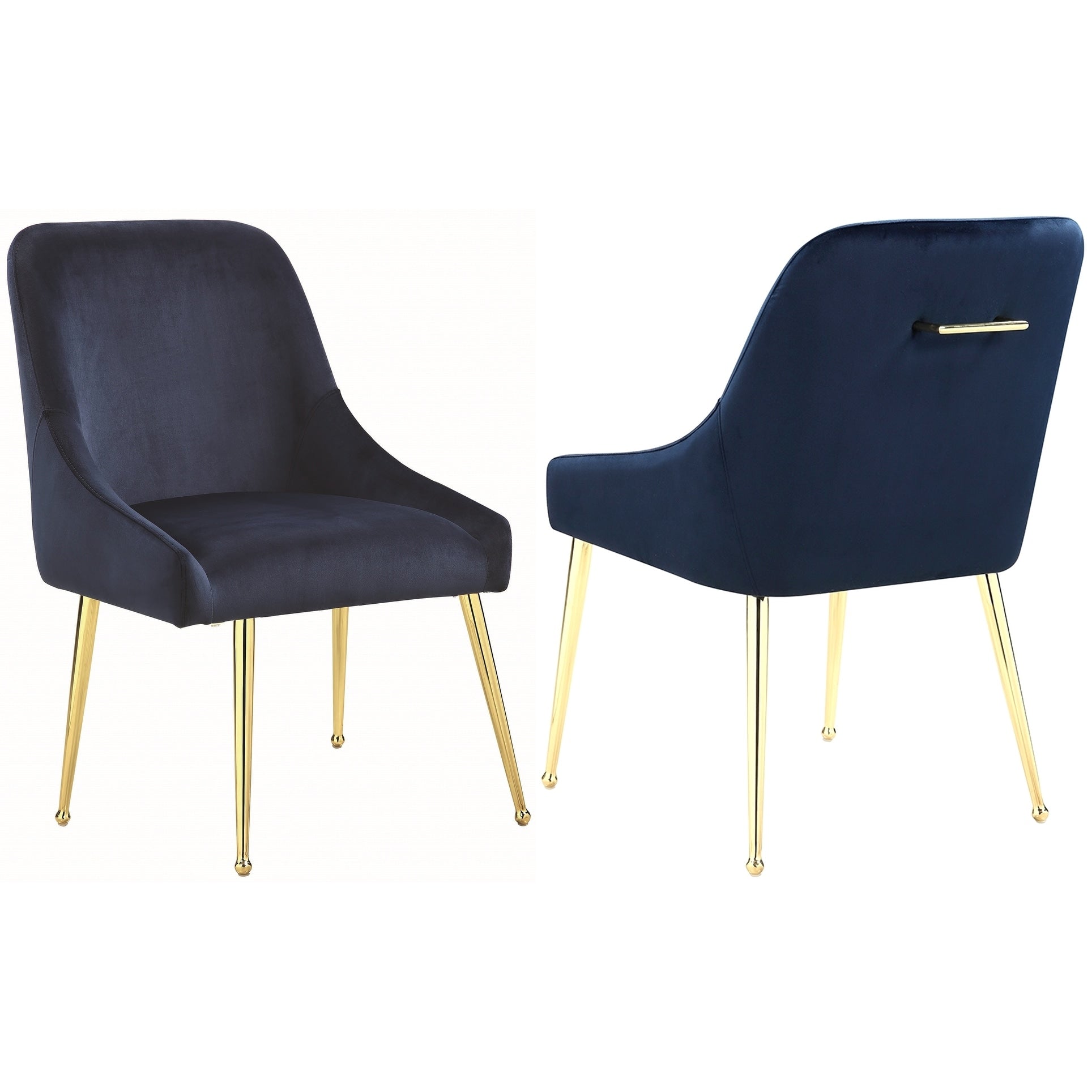 Mid Century Italian Design Classic Blue Velvet Dining Chairs With Brass Legs Set Of 2
