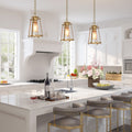 Modern Contemporary Mini Lantern Pendant Lighting Gold Hanging Ceiling Light W 7.5 X H 11