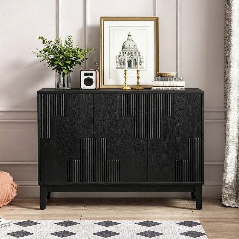 Mid Century Modern 44.3 Buffet Sideboard Farmhouse Storage Cabinets With Adjustable Shelves For Dining Room Entryway