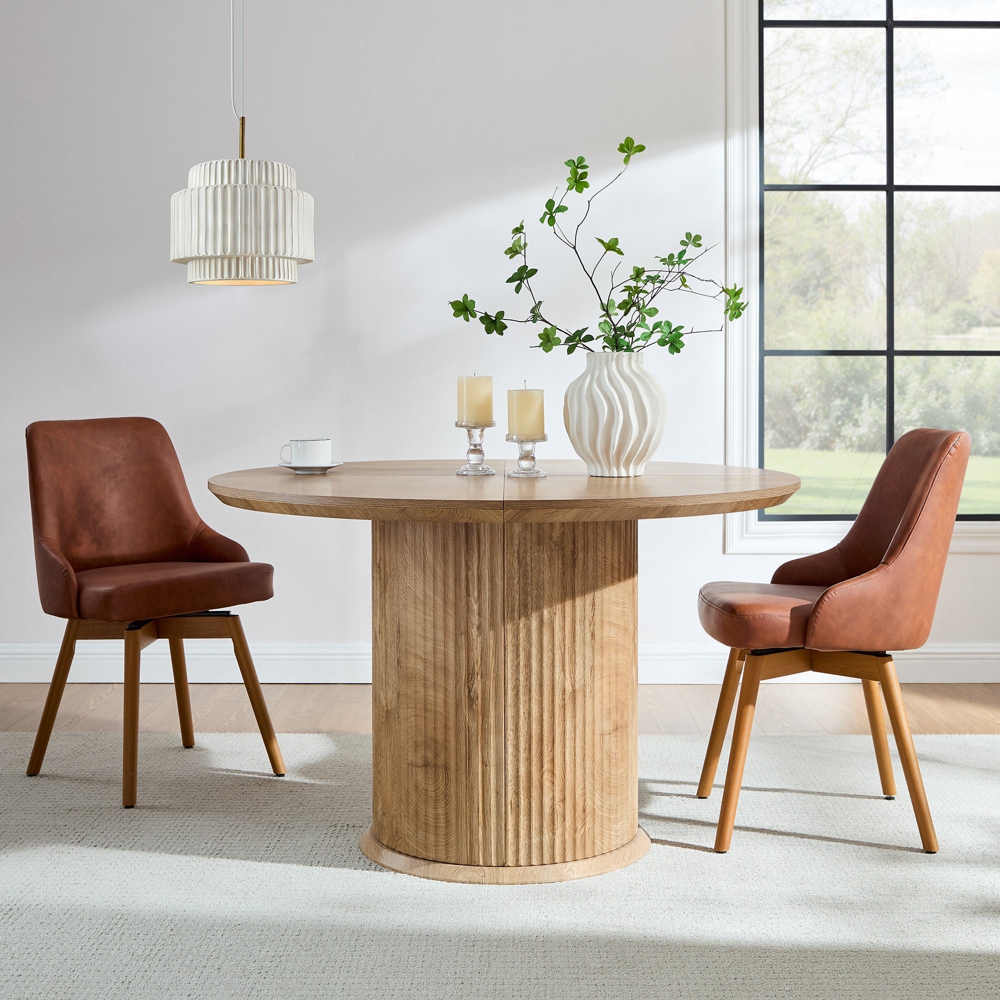 Mid Century Modern 47 Fluted Round Dining Table With Thickened Edge N A