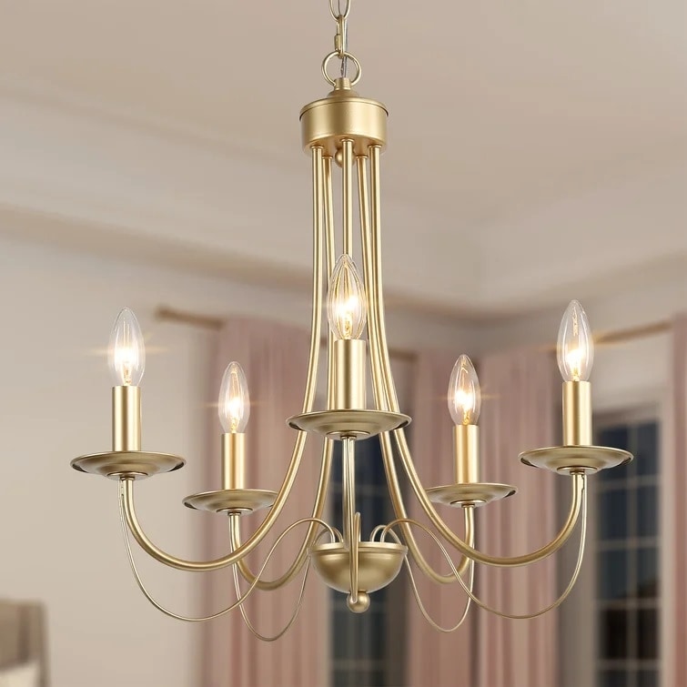 Gold Chandelier With 5 Lights Ceiling Hanging Pendant Lighting For Kitchen Island N A