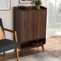 Mid Century Modern 5 Shelf Wood Shoe Cabinet