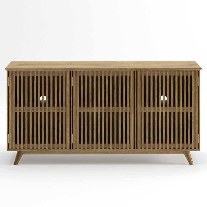Mid Century Modern 59 Solid Wood Buffet Cabinet With Adjustable Shelf Tv Cabinet For Living Room