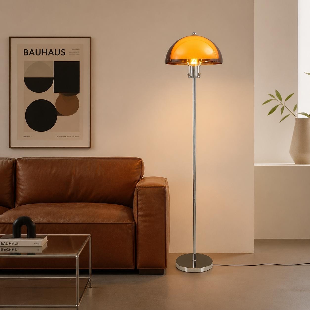 Mid Century Modern Acrylic Mushroom Floor Lamp With Dual Shade