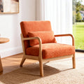 Mid Century Modern Armchair Accent Chair With Solid Wood Frame And Detachable Lumbar Pillow For Living Room Bedroom Office