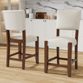 Mid Century Modern Bar Stools Set Of 2 40.4 Counter Stools With Back Linen Upholstered Barstools With Legs Bar Chairs