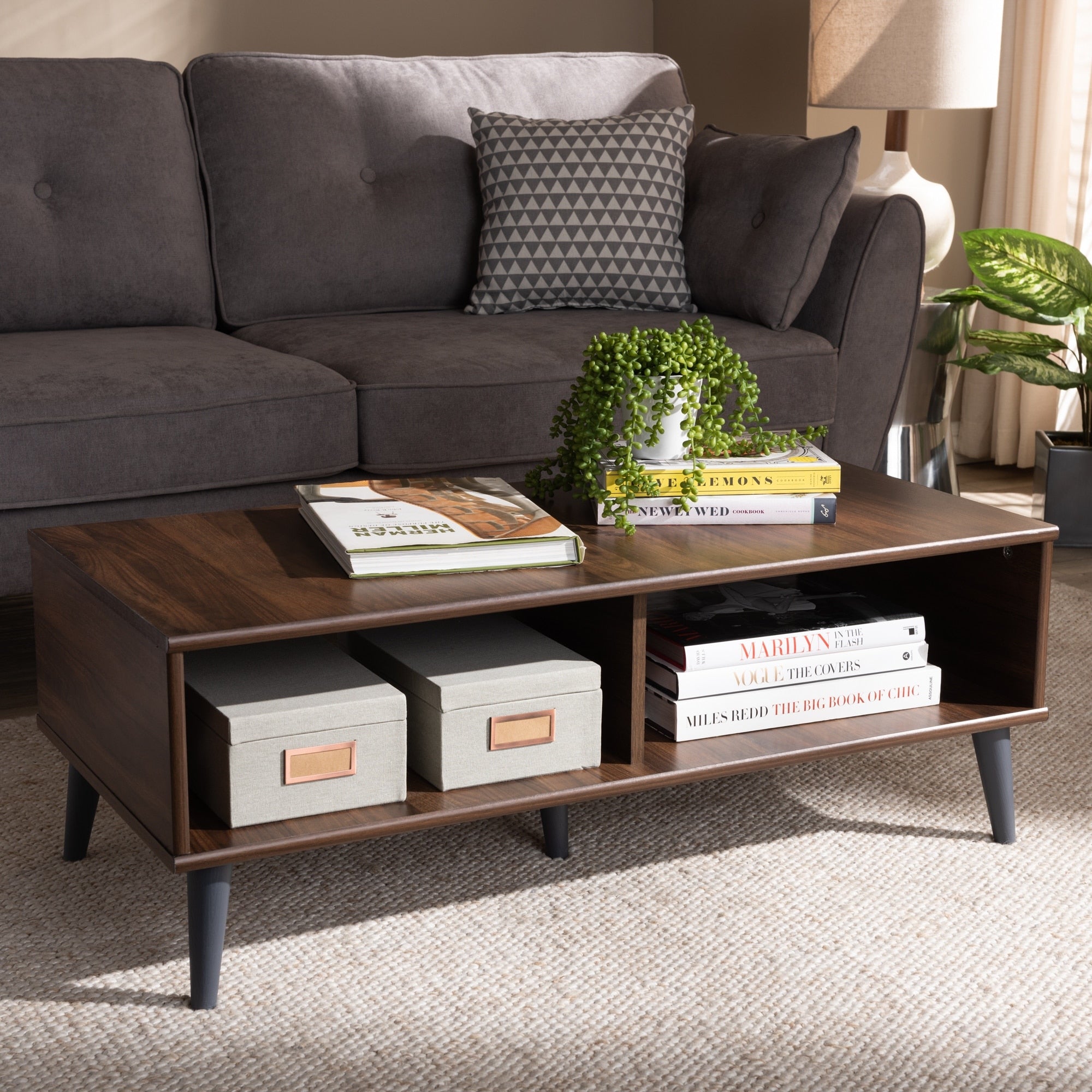 Mid Century Modern Brown Coffee Table By Baxton Studio