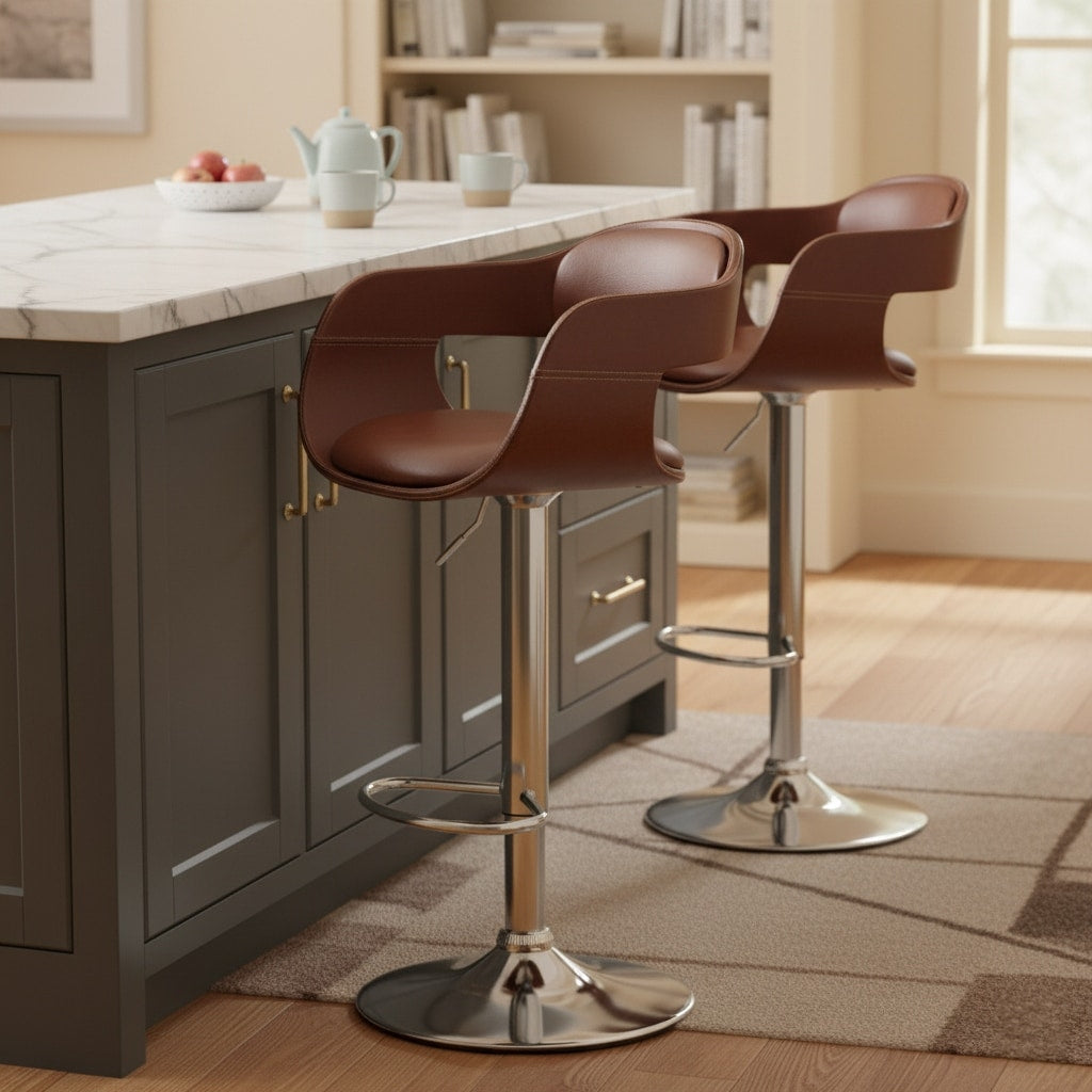 Ac Pacific Contemporary Swivel Adjustable Barstool With Padded Seat And Back