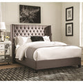 Copper Grove Diego Demi Wing Button Tufted Grey Upholstered Bed
