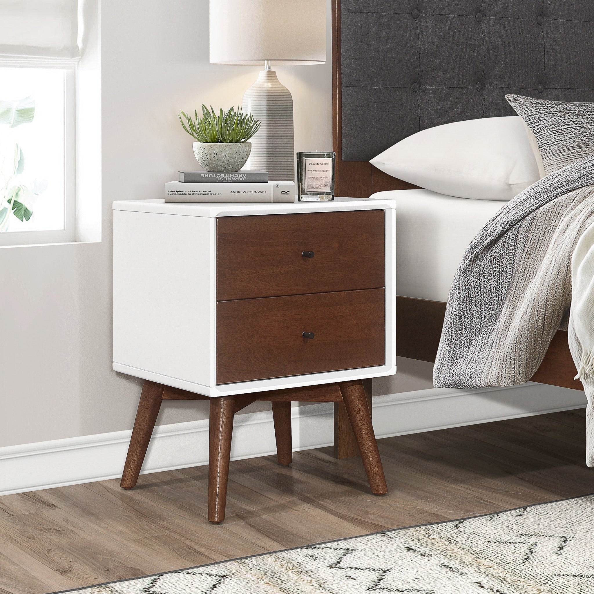 Mid Century Modern Denver White Night Stand