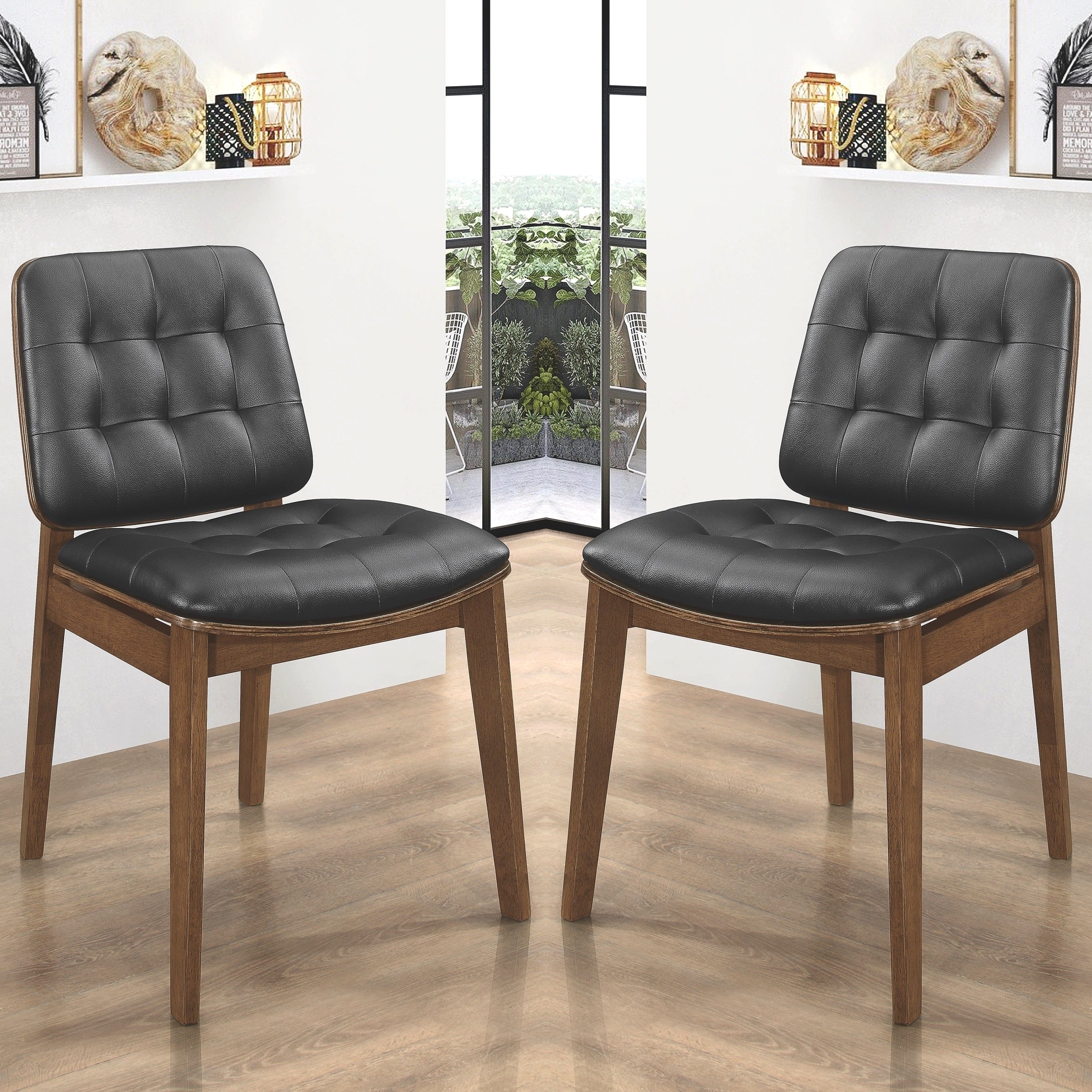 Mid Century Modern Design Tufted Dining Chairs Set Of 2