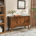 Mid Century Modern Engineered Wood Sideboard Buffet Cabinet With 2 Doors 3 Drawers Solid Wood Base By Gdfstudio