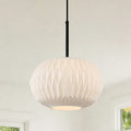 Mid Century Modern Milk White Glass Pendant Light Textured White Globe Hanging Lamp