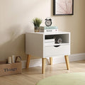 Mid Century Modern Nightstand White Accent Table