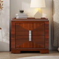 Mid Century Modern Nightstand With 2 Drawers Wide Wood End Table With Diamond Design And Heavy Duty Base