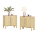 Mid Century Modern Nightstand With Doors Set Of 2 31.5 Large End Table For Bedroom Living Room