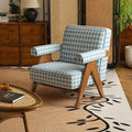 Mid Century Modern Plaid Accent Chair
