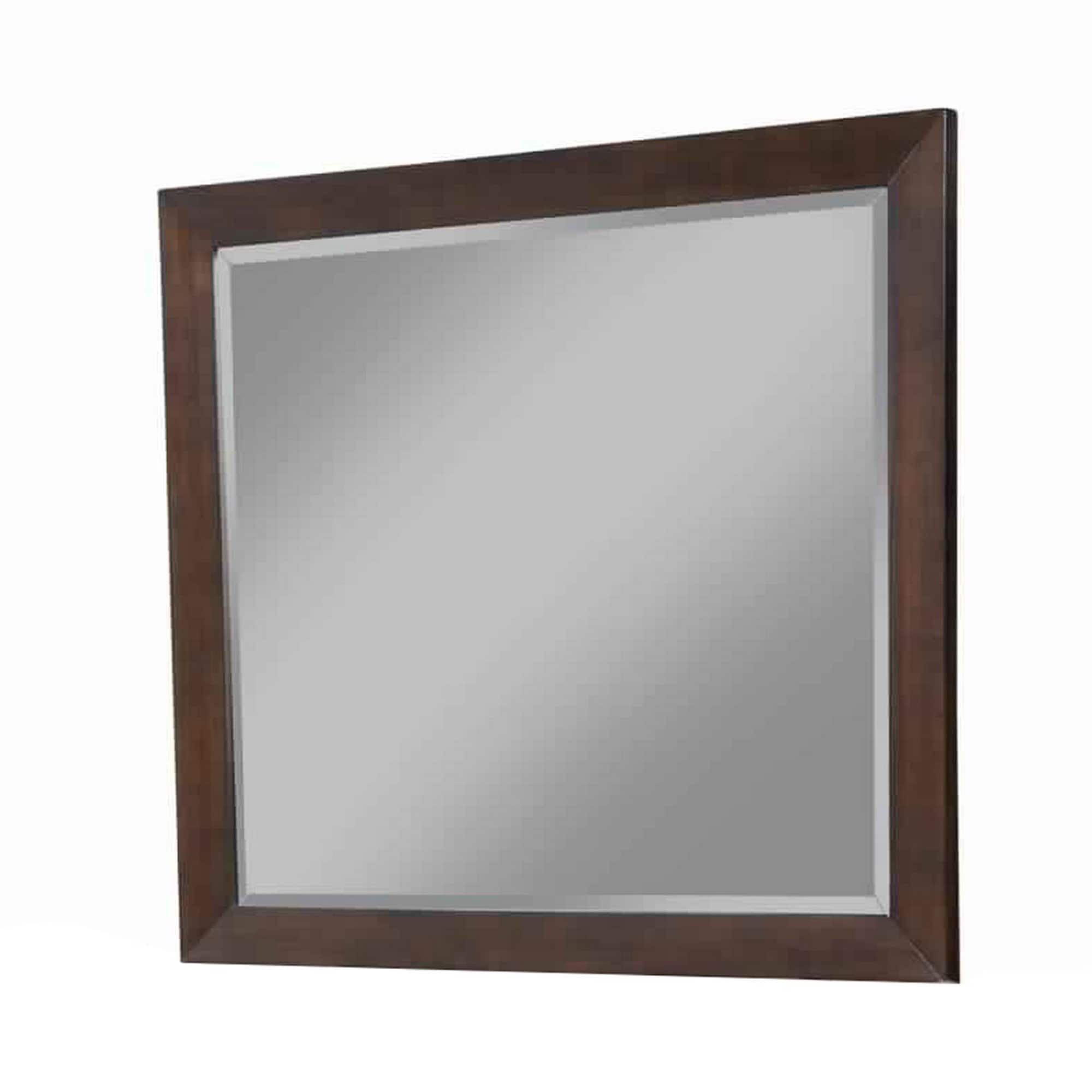 Mid Century Modern Rectangular Molded Mirror With Wooden Frame Brown