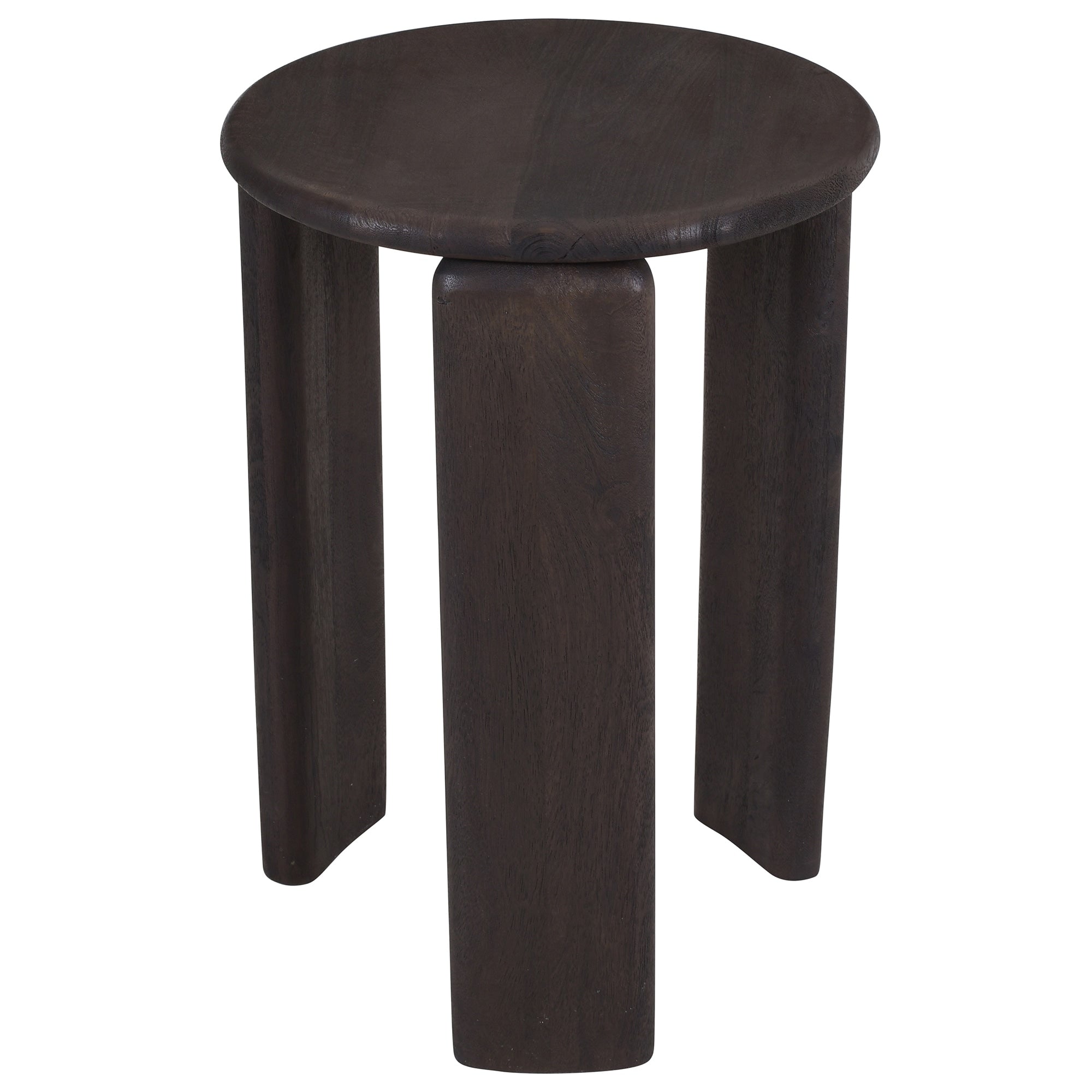 Mid Century Modern Solid Mango Wood Round Accent Table Mocha