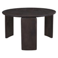 Mid Century Modern Solid Mango Wood Round Coffee Table Mocha
