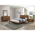 Mid Century Modern Solid Wood Walnut Finish Bedroom Furniture Set