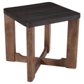 Mid Century Modern Solid Wood Mango Veneer Square Accent Table Mocha And Walnut