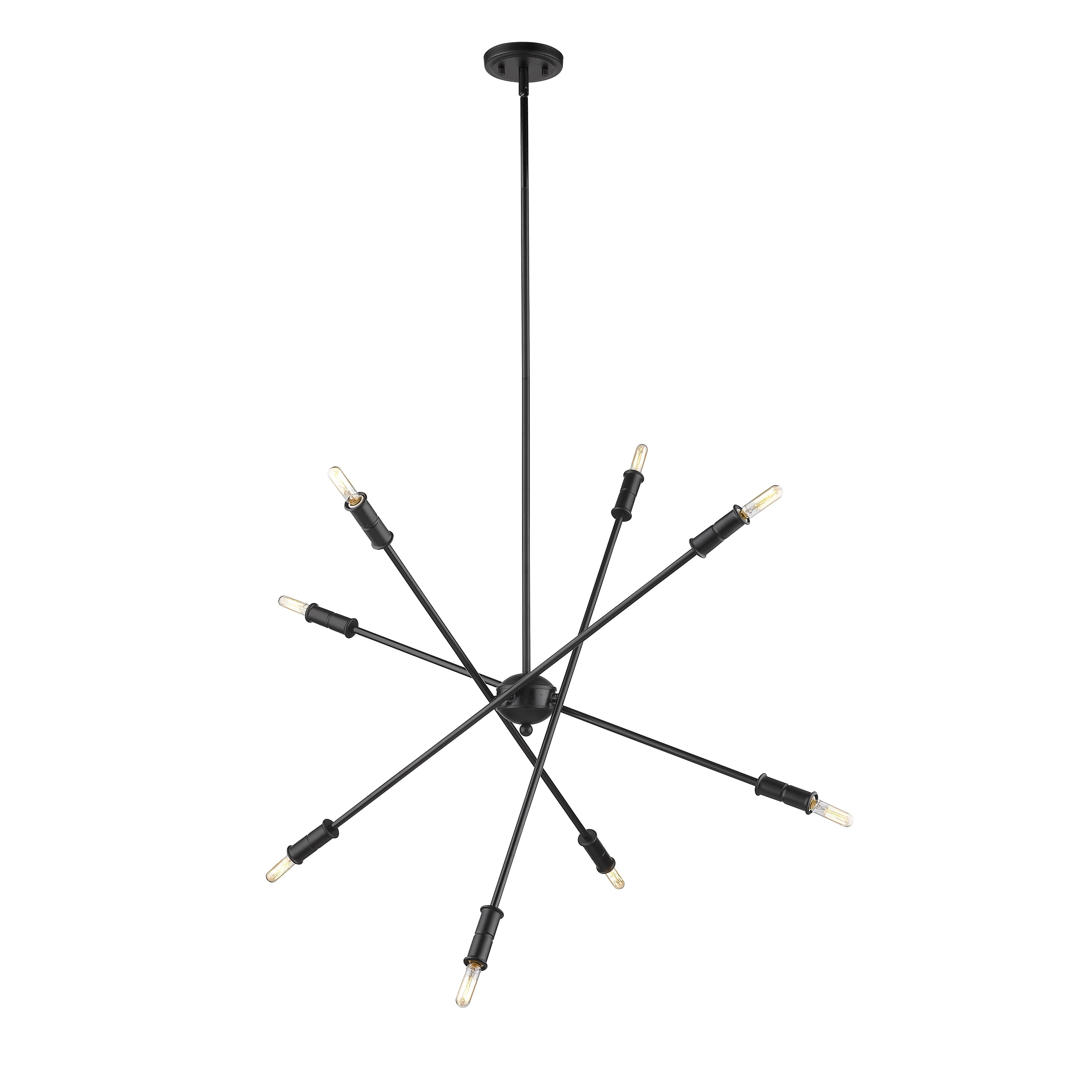 Mid Century Modern Sputnik Matte Black Chandelier