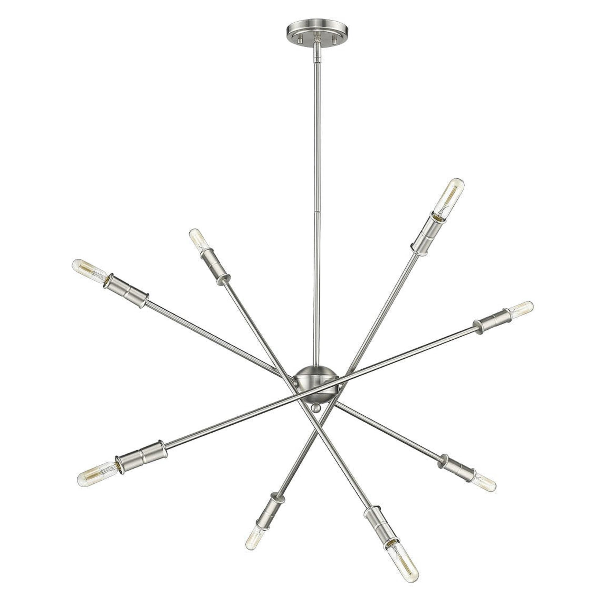 Mid Century Modern Sputnik Satin Nickel Chandelier