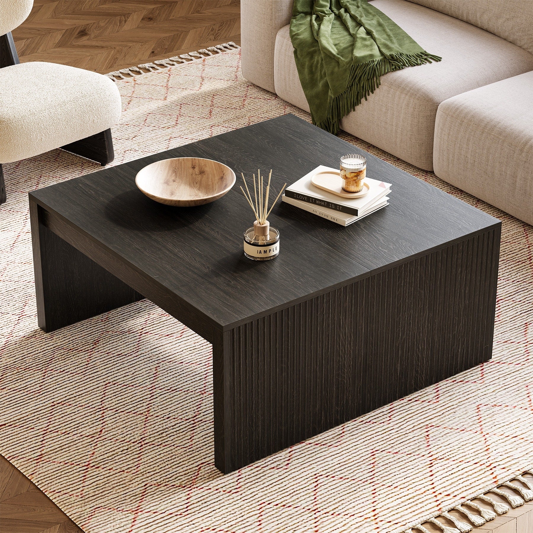 Mid Century Modern Square Coffee Table Living Room Bedroom Center Cocktail Accent Table