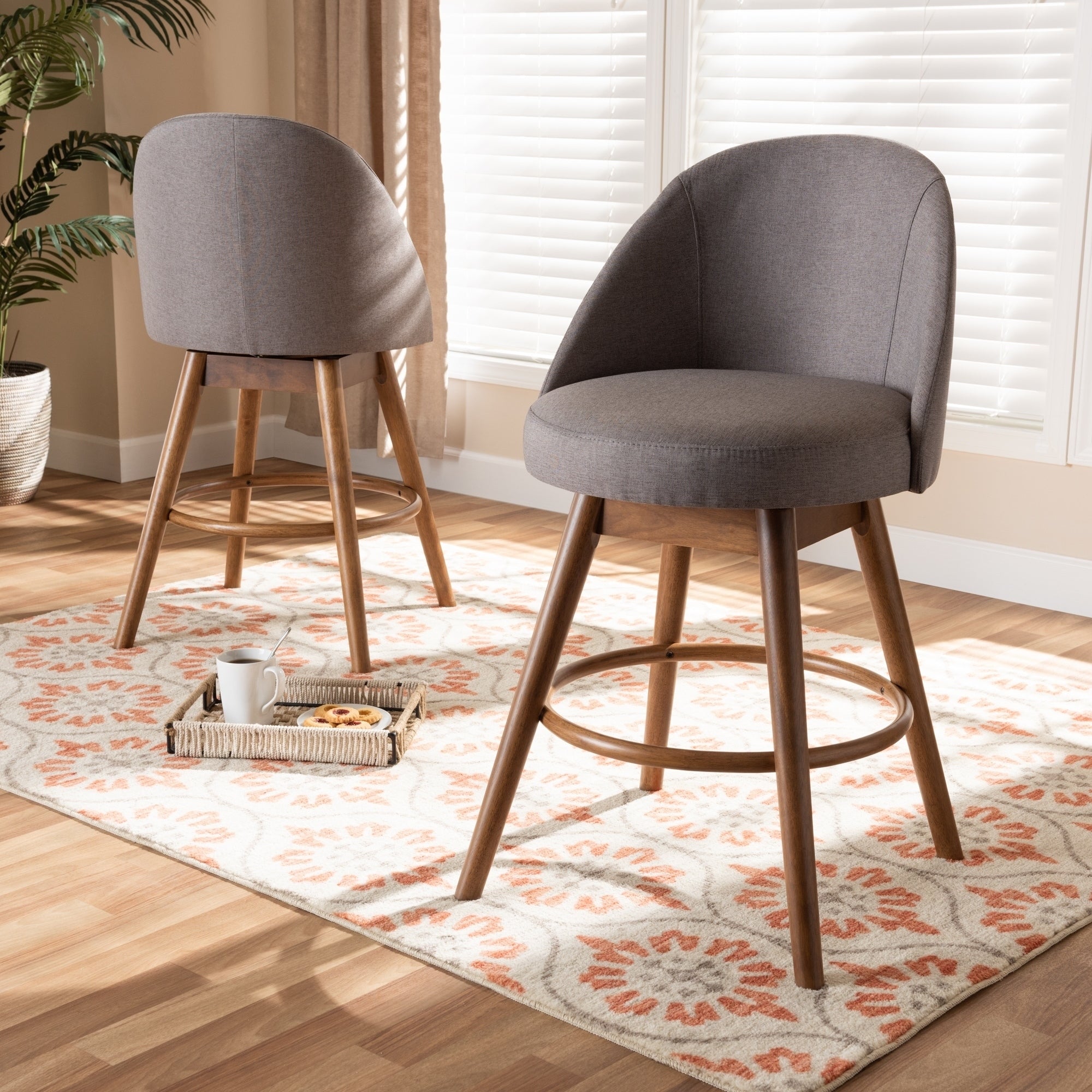 Mid Century Modern Swivel Counter Stool Set