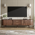 Mid Century Modern Tv Stand For 80 Inch Tv With Storage Drawers And Sliding Doors