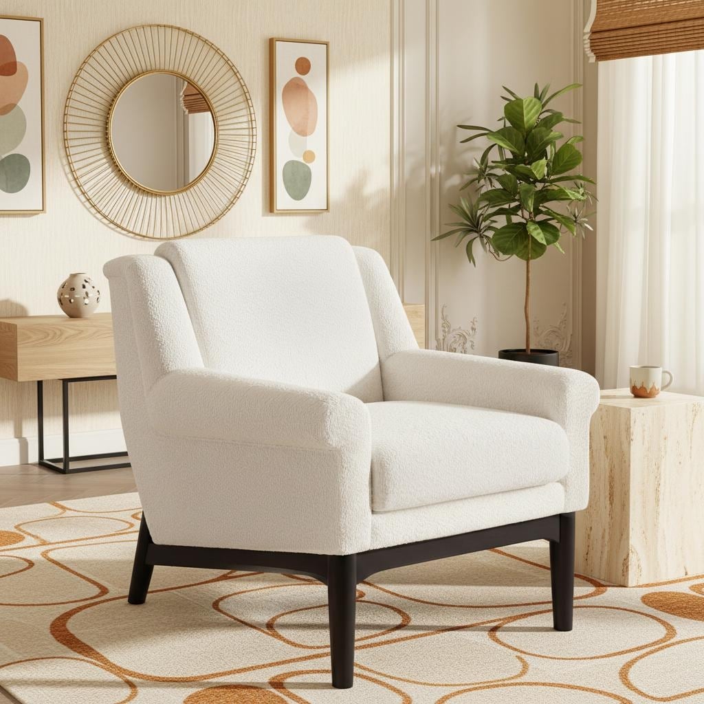 Mid Century Modern Upholstered Accent Chair With Flared Arms By Harper Bright Designs