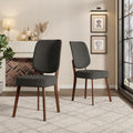 Mid Century Modern Upholstered Dining Chairs With Dark Brown Solid Wood Legs Set Of 2