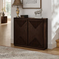 Mid Century Modern V Shape Storage Cabinet With Outlet Holes And Buffet Storage Dark Walnut By Gdfstudio