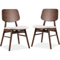 Mid Century Modern Walnut Finish Curved Back Side Chairs Set