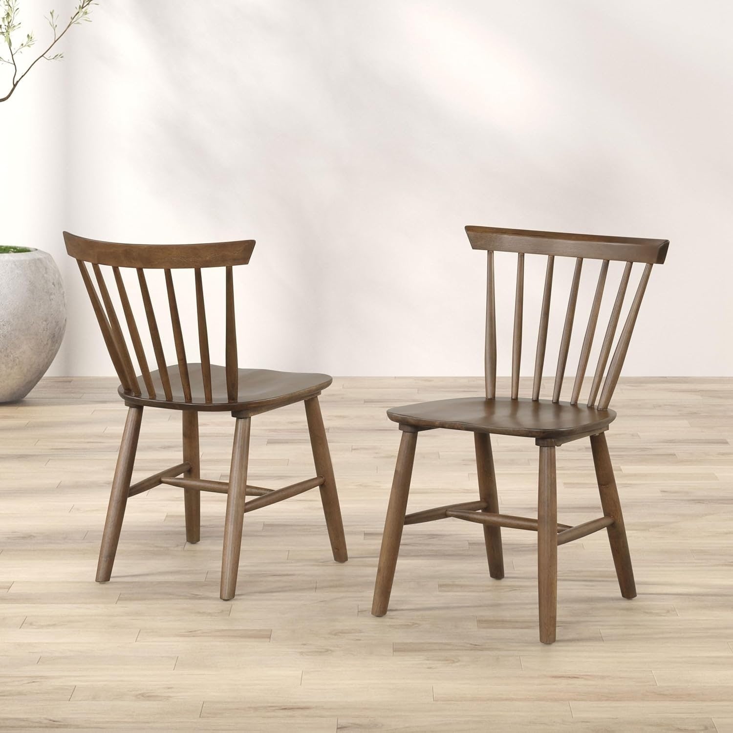 Mid Century Modern Walnut Finish Wooden Chairs Set