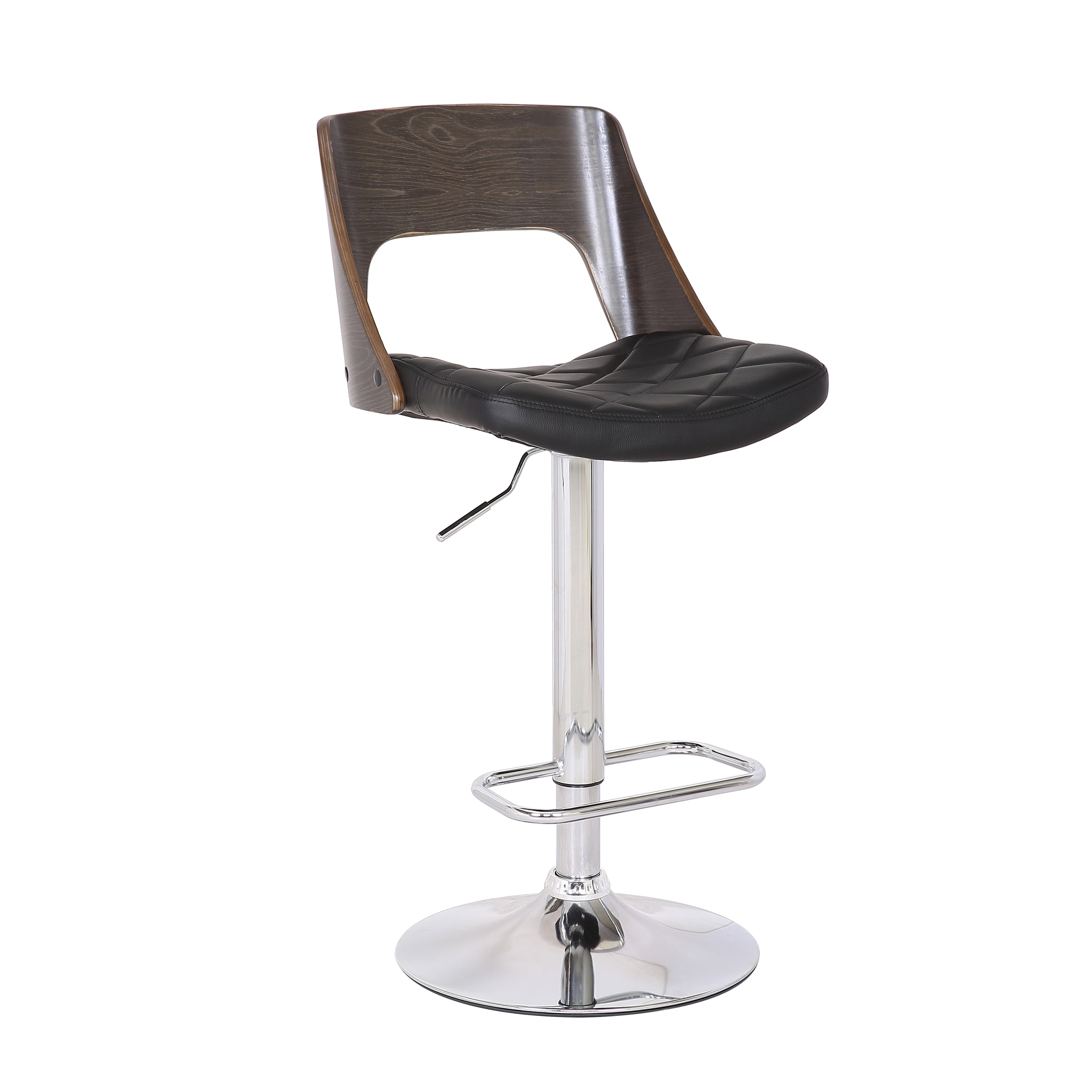 Walnut Chrome Adjustable Swivel Bar Stool