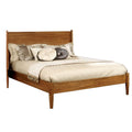 Mid Century Modern Wood Queen Bed With Round Tapered Legs Rustic Oak