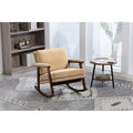 Mid Century Modern Wood Rocking Accent Chair Upholstered For Living Room Bedroom Sunroom