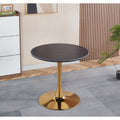 Mid Century Round Dining Table For 2 4 People Tulip Kitchen Table With Mdf Top Metal Pedestal Base For Small Places Golden