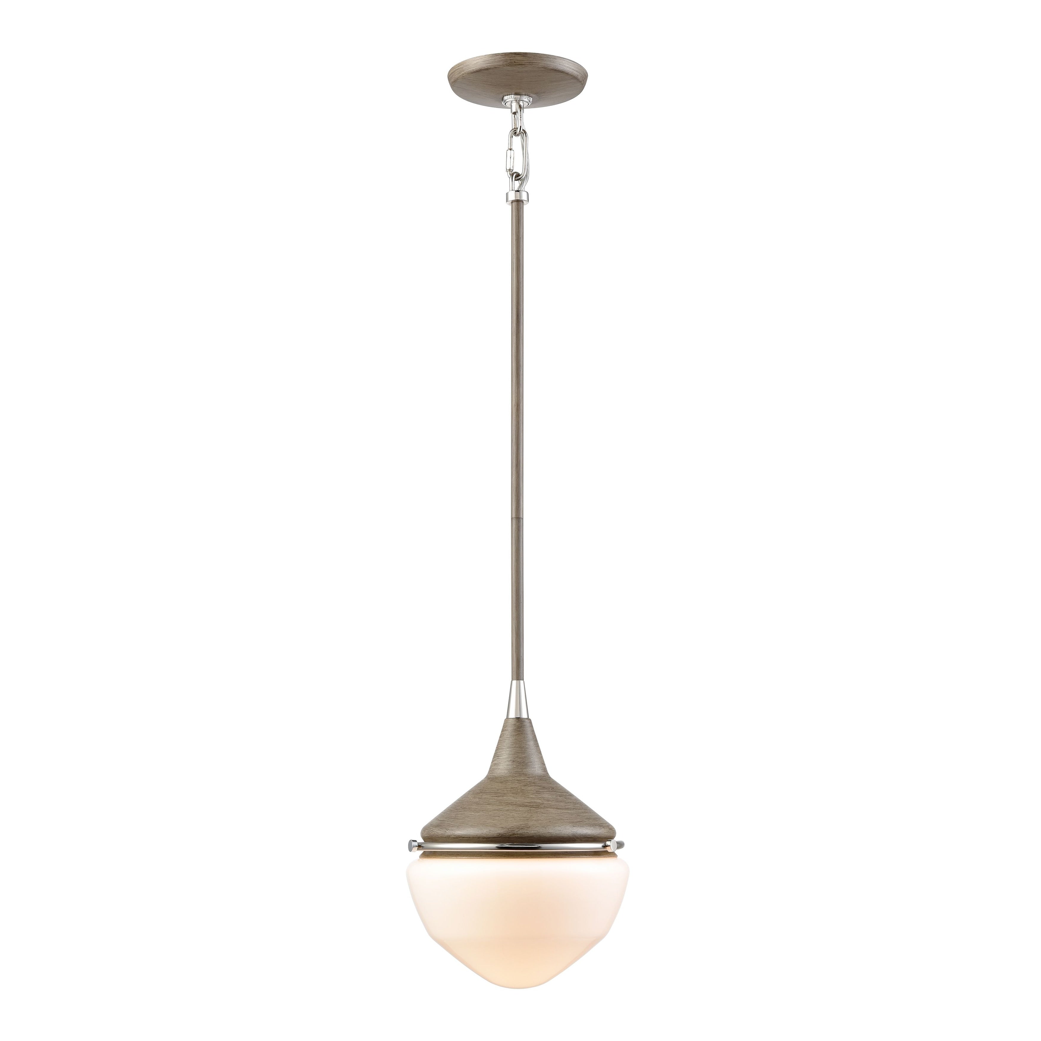 Mid Century Schoolhouse 12 Inch Wide 1 Light Mini Pendant In Pecan