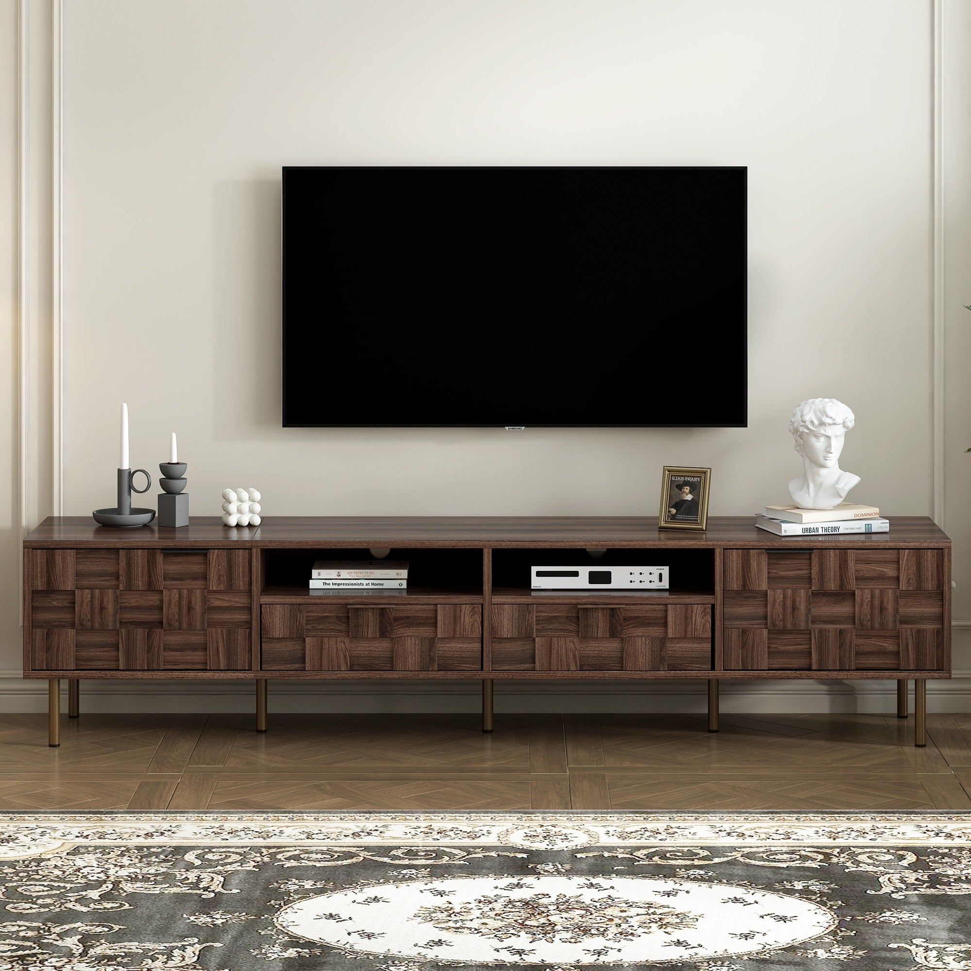 Mid Century Tv Stand For Tvs Up To 85 With Storage And Cable Management