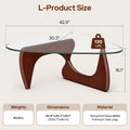 Mid Century Triangle Coffee Table Tempered Glass Top With Rubber