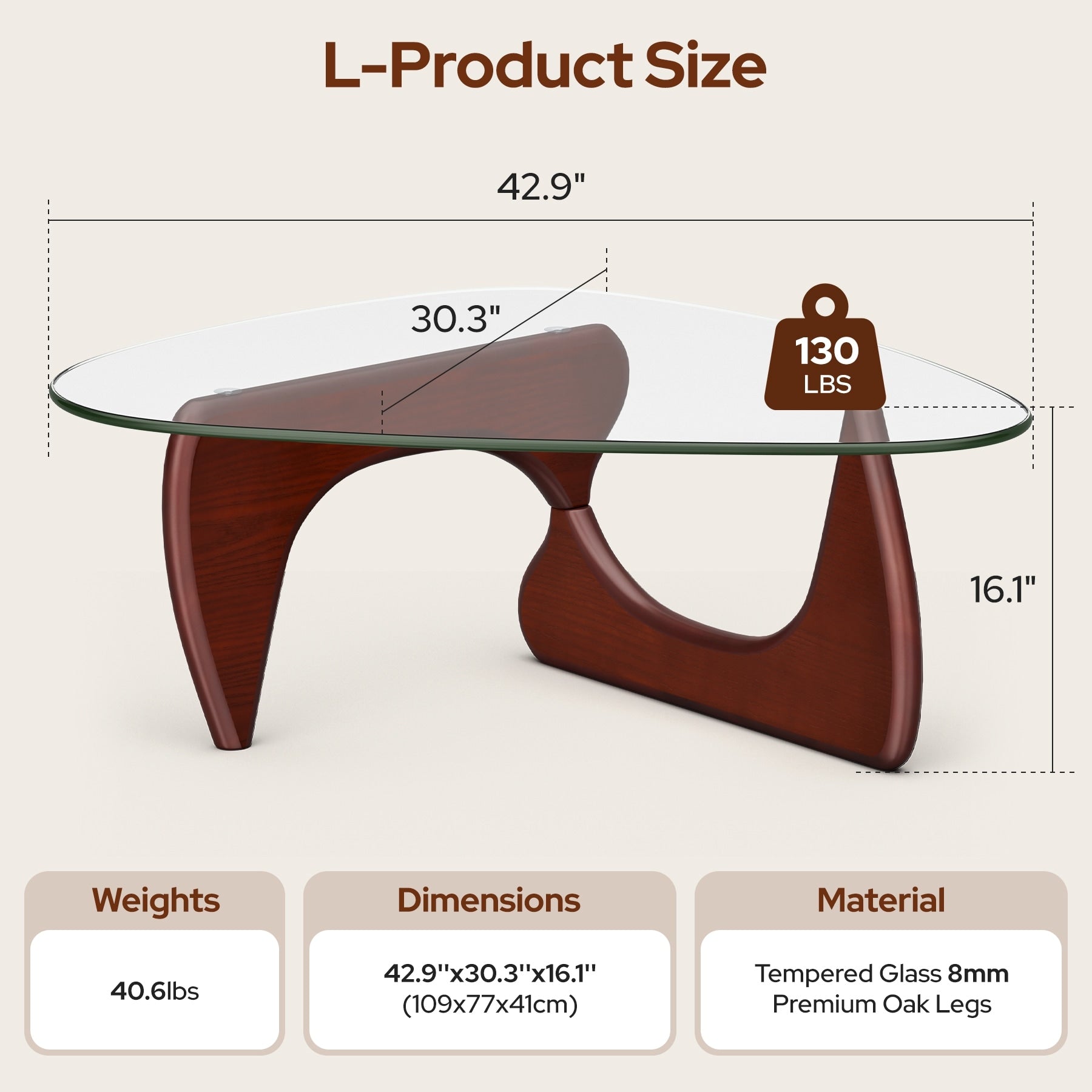 Mid Century Triangle Coffee Table Tempered Glass Top With Rubber