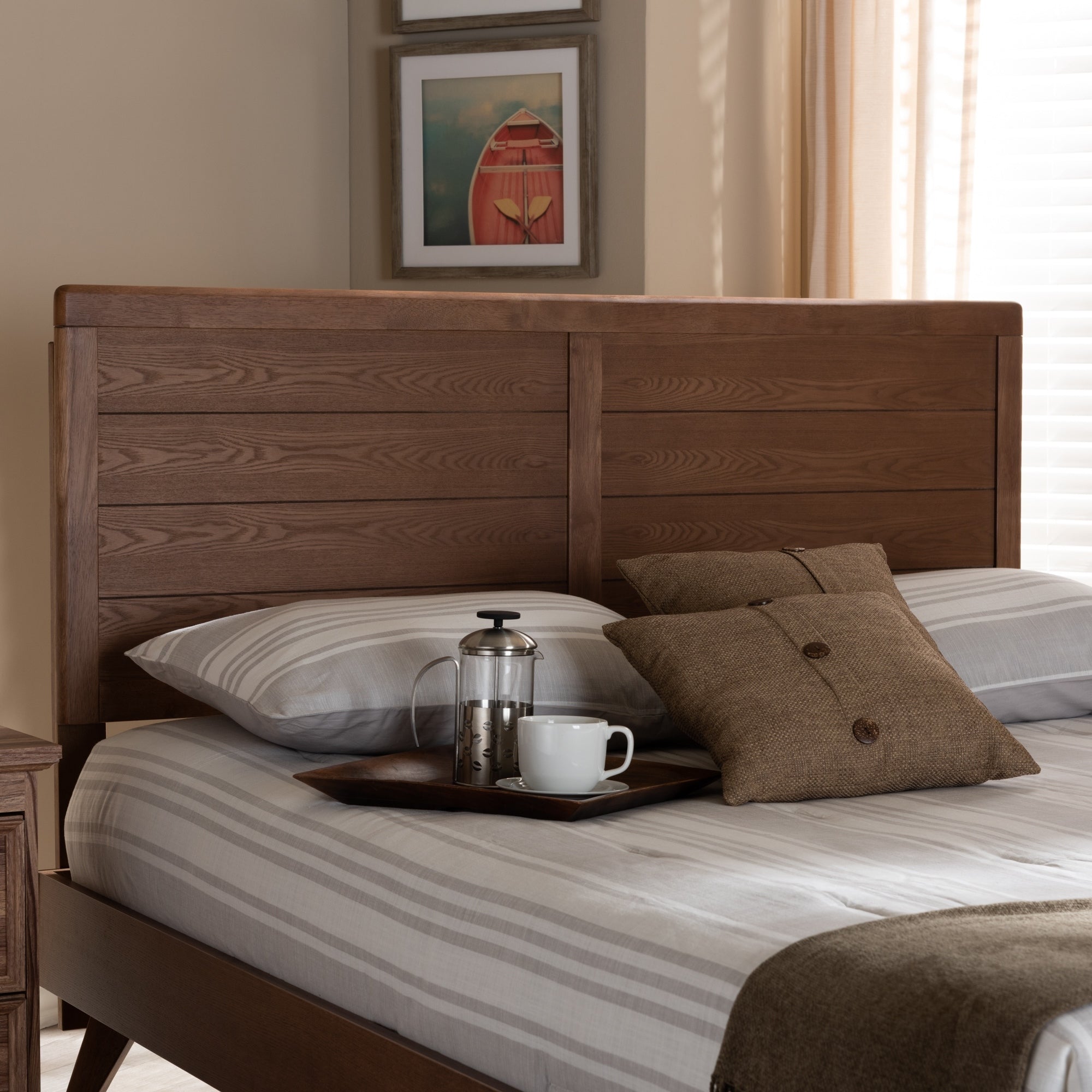 Carson Carrington Ulvsta Walnut Mid Century Wood Headboard