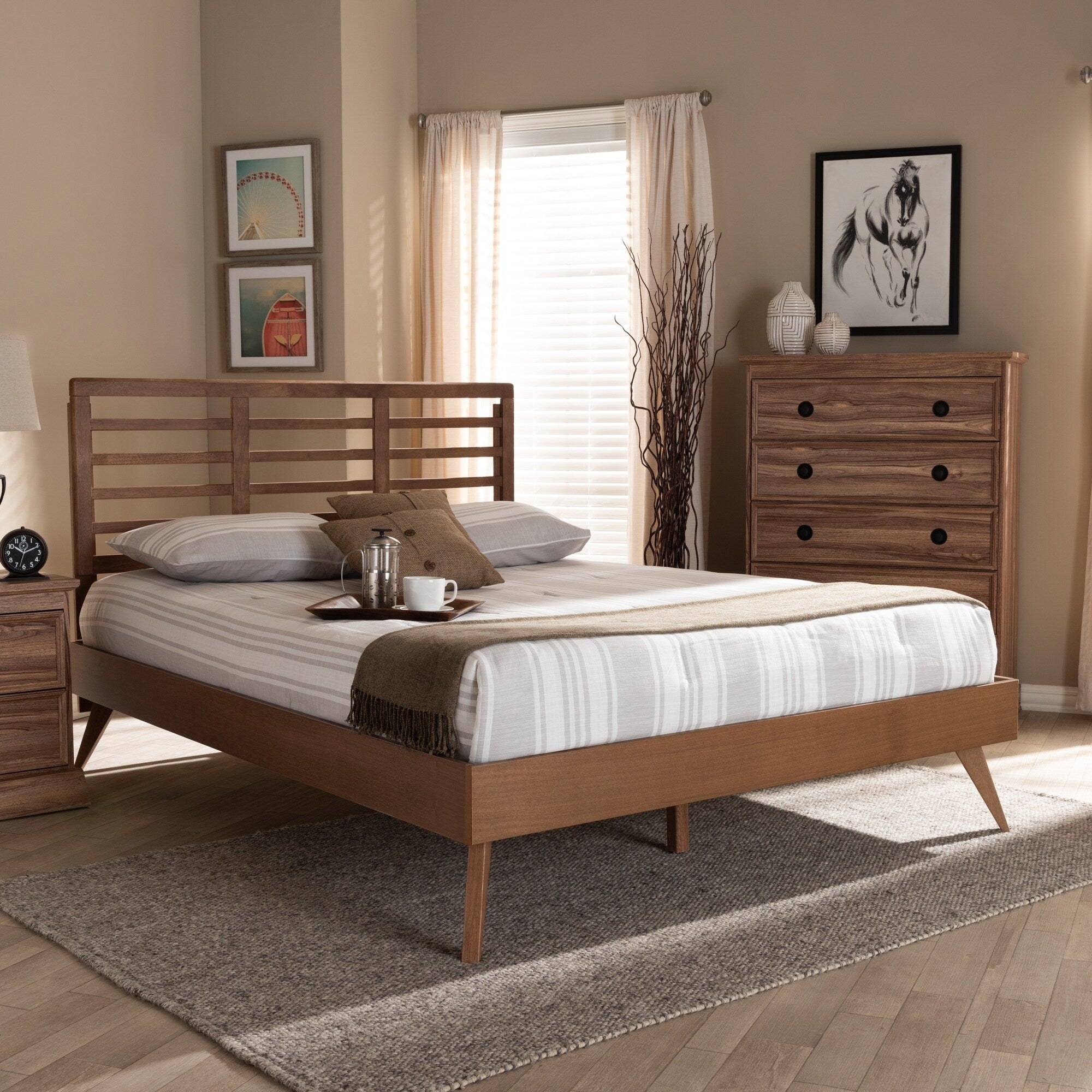 Carson Carrington Hjulsta Mid Century Modern Wood Platform Bed