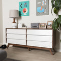 Mid Century White And Brown Dresser By Baxton Studio