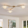 Mid Century 3 Light Frosted Glass Bud Orbit Semi Flush Mount 59.1 In