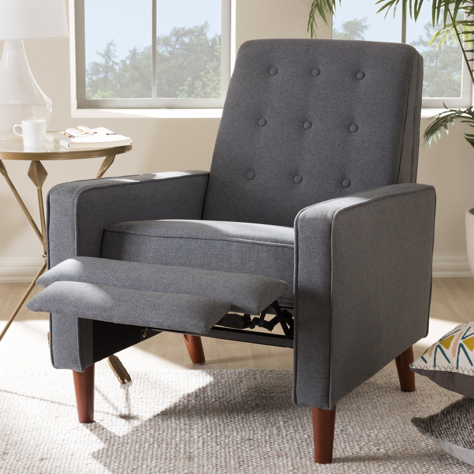 Mid Century Fabric Recliner By Baxton Studio